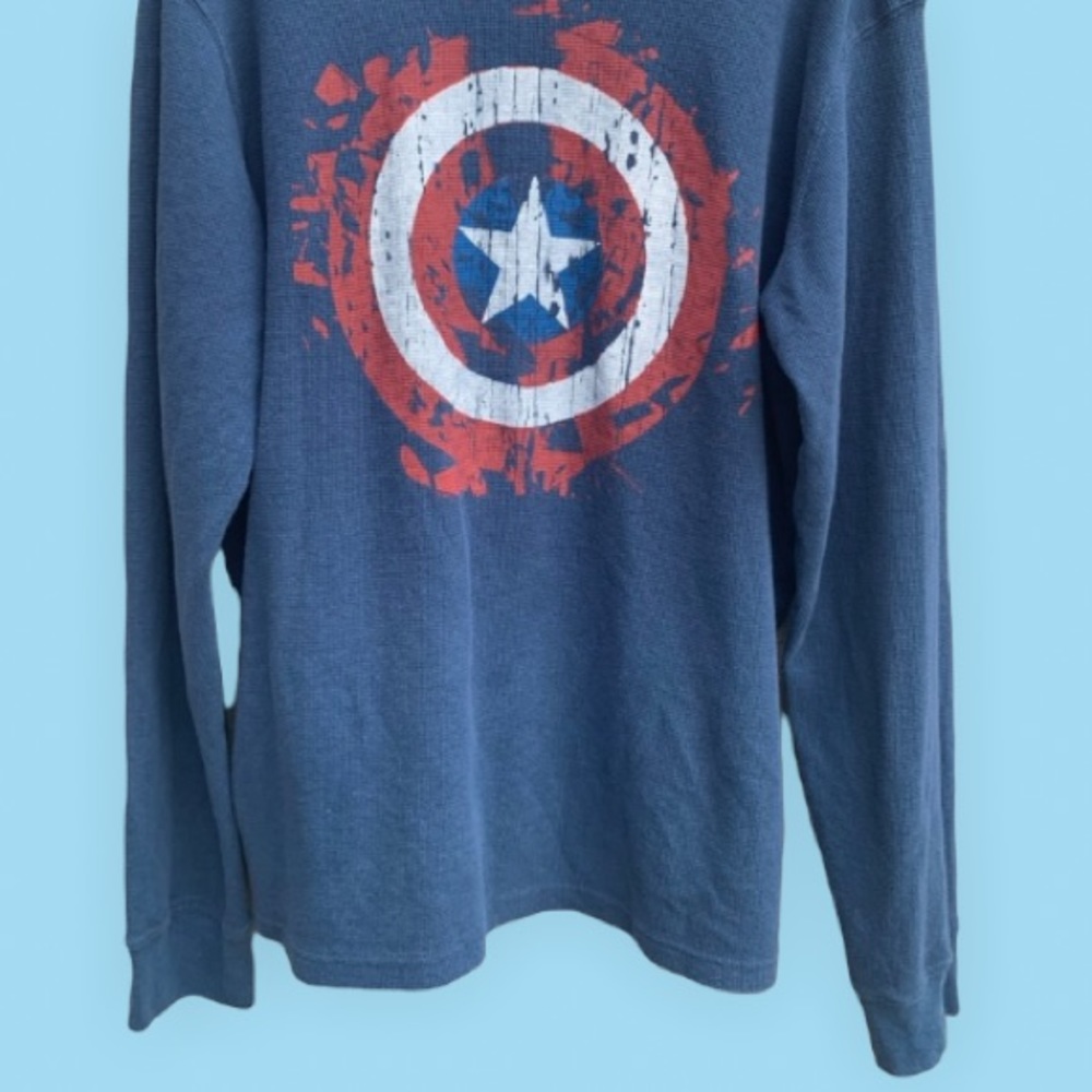 Marvel Captain America 2X long sleeve indigo blue shirt - Picture 2 of 2